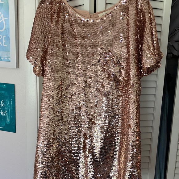in loom Tops - Rose Gold Sequin Short Sleeve Tunic - NWT
